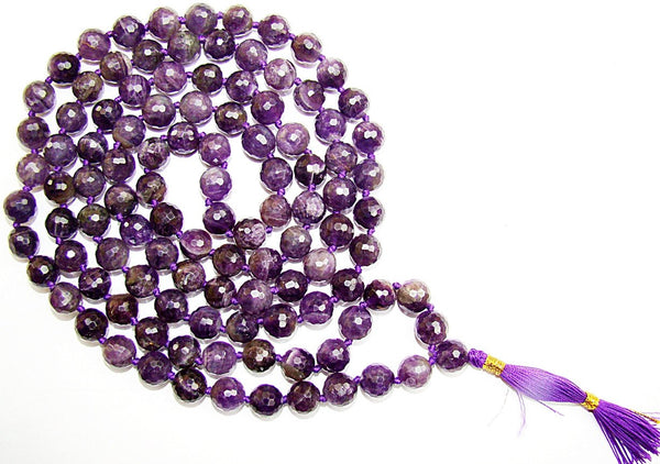 Amethyst Faceted Beads Mala - High Quality Natural Stone Mala Amethyst Faceted Beads Mala - High Quality Natural Stone Mala