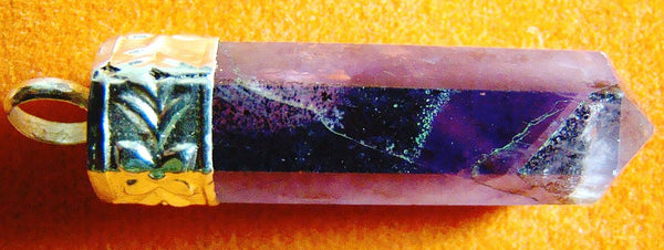 Amethyst pencil shaped pendant with Sterling silver cap Amethyst pencil shaped pendant with Sterling silver cap
