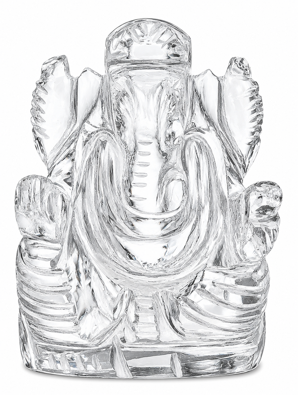 Elegant Crystal Ganesha Statue - Clear Finish Ganpati Idol for Spiritual Home Décor Elegant Crystal Ganesha Statue - Clear Finish Ganpati Idol for Spiritual Home Décor