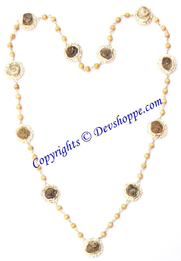 Sudarshan Shaligram Rosary / Sudarshan Shaligram Mala in pure silver with Tulsi beads Sudarshan Shaligram Rosary / Sudarshan Shaligram Mala in pure silver with Tulsi beads