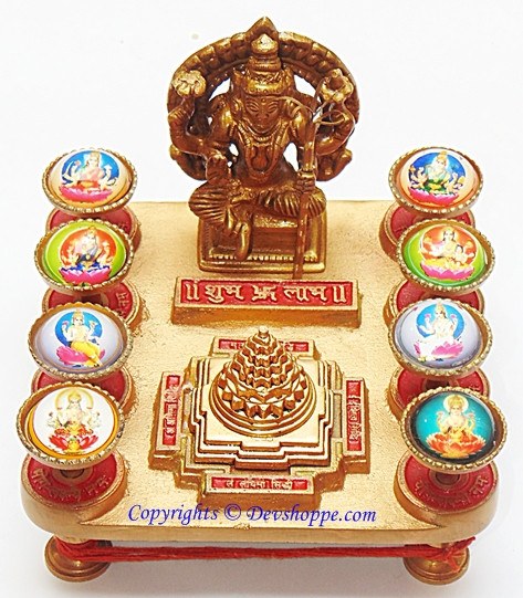 Sri Ashtalakshmi Yantra Chowki with Meru yantra Sri Ashtalakshmi Yantra Chowki with Meru yantra
