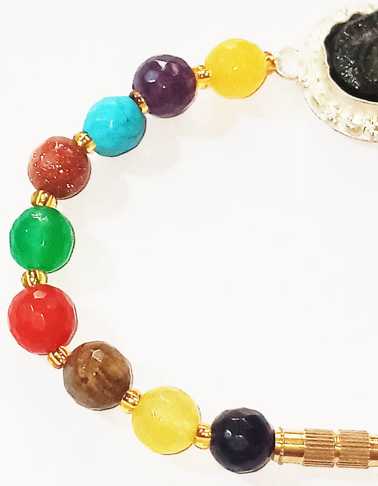 Shaligram Sudarshan Shila bracelet with Chakra beads - Devshoppe