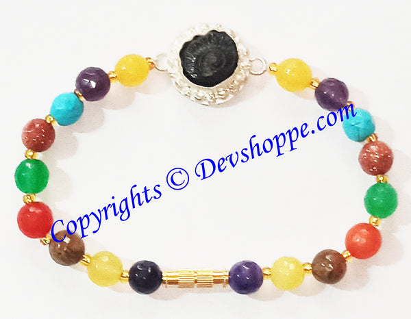 Shaligram Sudarshan Shila bracelet with Chakra beads Shaligram Sudarshan Shila bracelet with Chakra beads