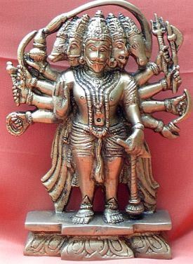 Sri Panchmukhi Hanuman brass idol - Devshoppe