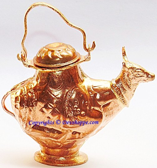 Small Gaumukh (Cow shaped) Kamandal in copper for holy water - Devshoppe
