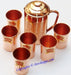 Pure Copper jug medium sized with 6 copper glasses - Devshoppe