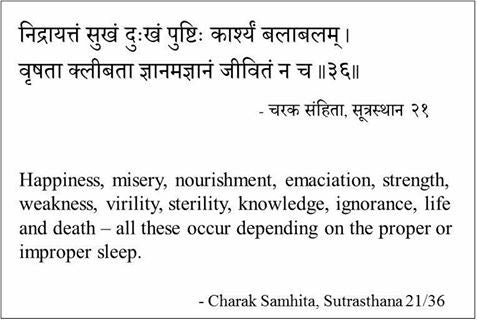 Importance of proper sleep (निद्रा) in one's life as per Charak Samhita