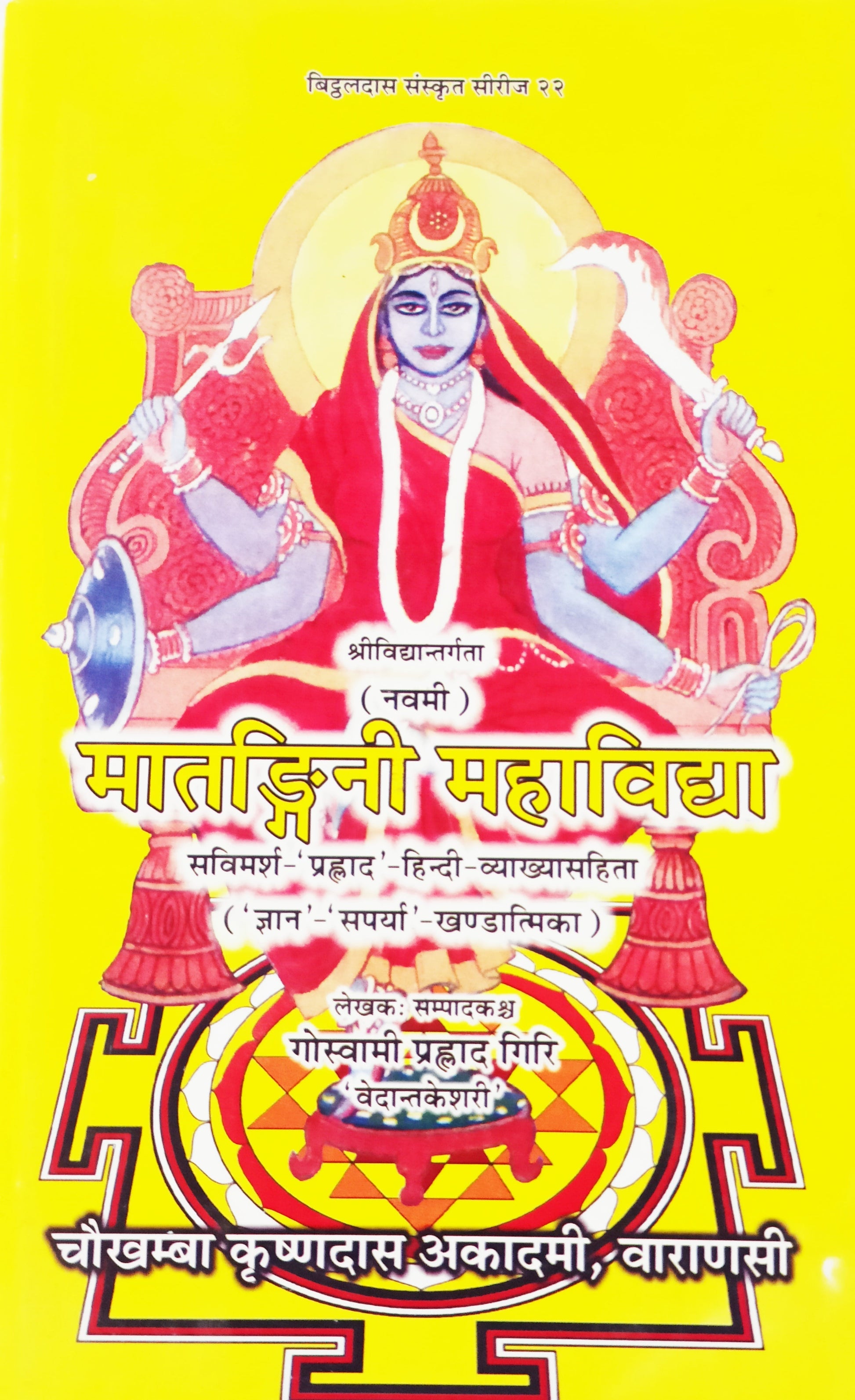 मातङ्गी महाविद्या पुस्तक का कवर—देवी की चित्रमूर्ति और शीर्षक