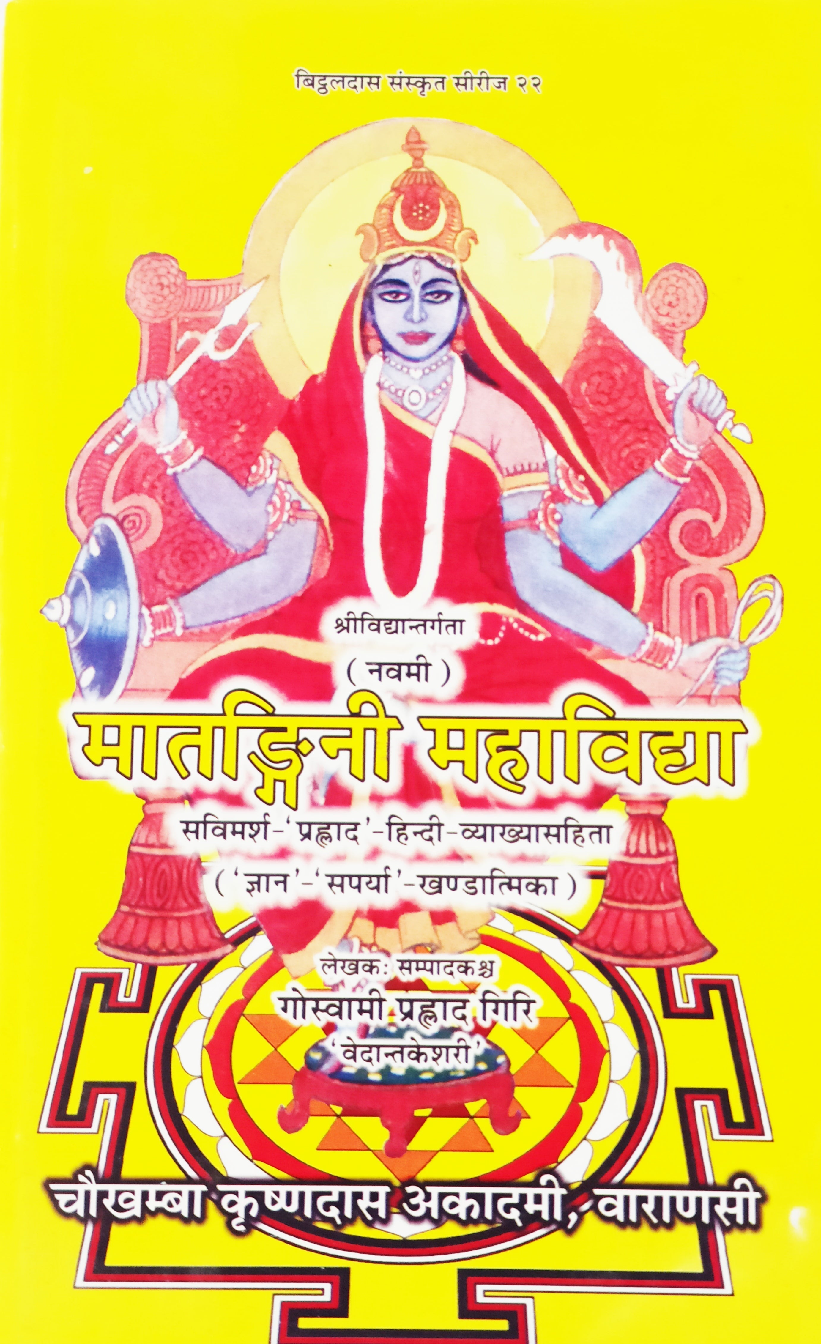 मातङ्गी महाविद्या पुस्तक का कवर—देवी की चित्रमूर्ति और शीर्षक