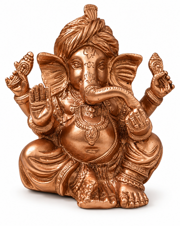 Brass Turban Ganesha Idol with Copper Finish - 6 Inch Decorative Ganesh Statue for Home Temple & Gifting
