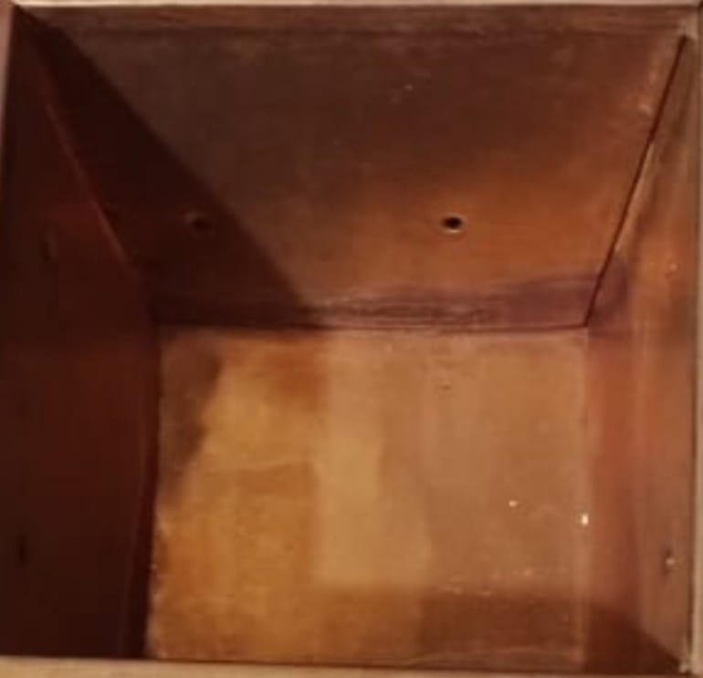 Copper havankunda inner basin close-up with smooth stepped surface
