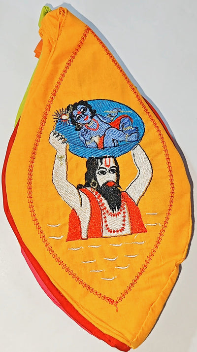 High quality embroidered Sri Vasudeva carrying  Sri Krishna gomukhi japamala bags