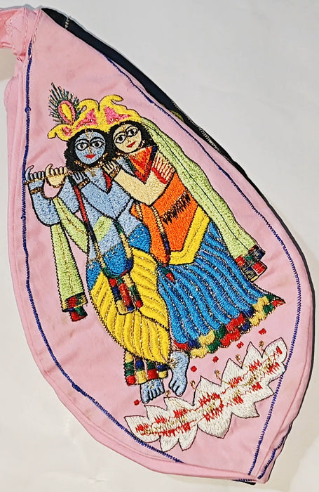 Sri Radhakrishna embroidered high quality gomukhi japamala bag
