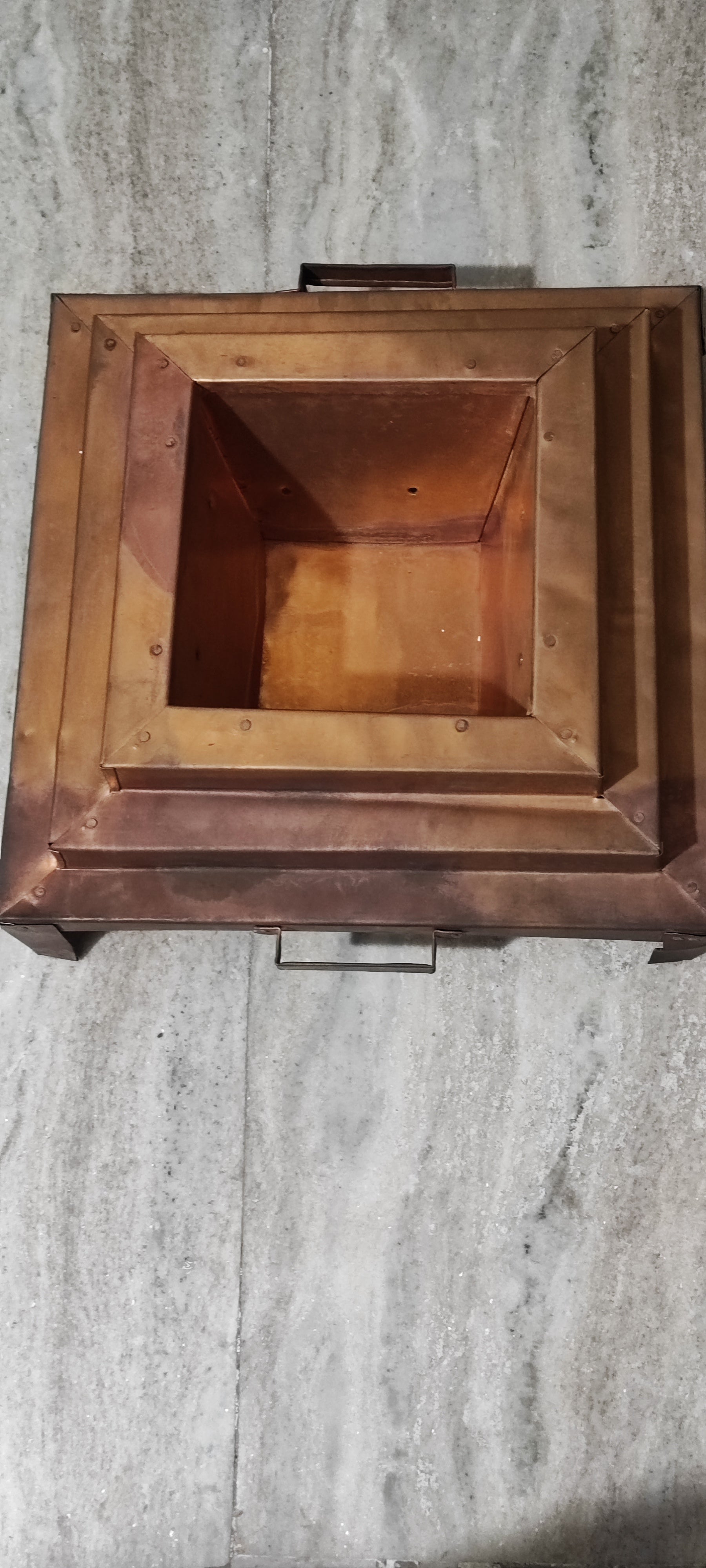 Copper havankunda big size, front opening view with copper lining and side panels