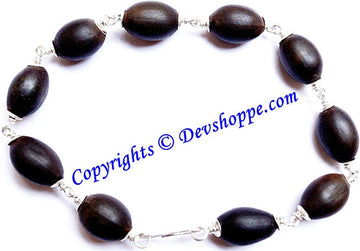 Kamal Gatta-Lotus bracelet: dark beads with silver caps and chain links