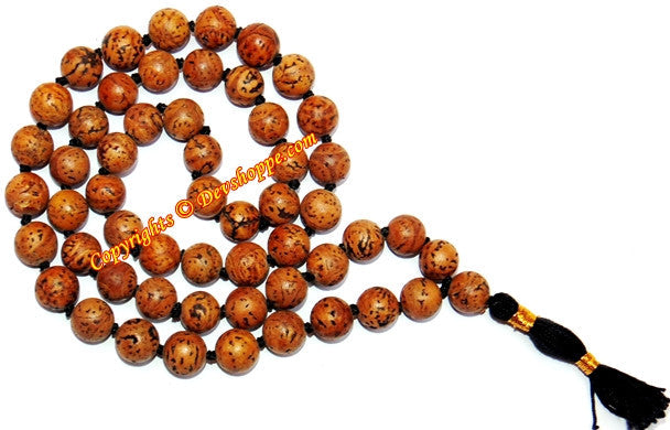 Brown wooden bead mala with black tassel