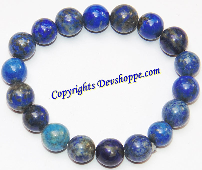 Lapislazuli power bracelet with round blue gemstone beads