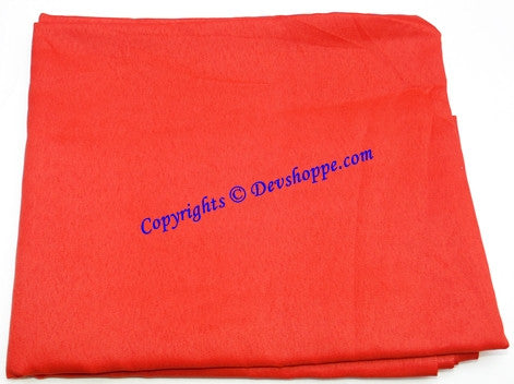 Red altar/puja cloth, neatly folded fabric, plain solid red