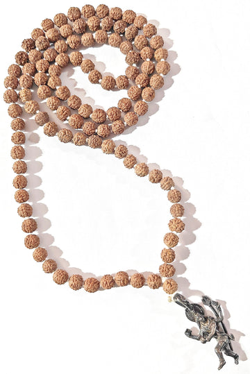5 Mukhi Rudraksha mala with Oxidized Lord Shiva silver pendant