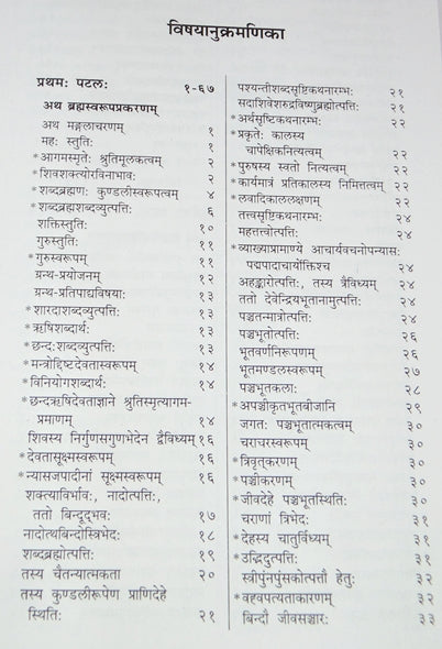 शारदा तिलक तन्त्रं विषय-सूची पृष्ठ: शीर्षक और पृष्ठ संख्या