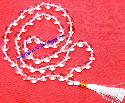 Crystal (Sphatik) mala of 54+1 beads , Premium quality beads 9 mm