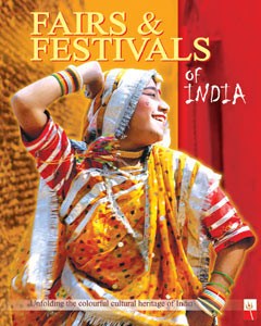 Fairs & Festivals of India cover: person in colorful sari with arms raised
