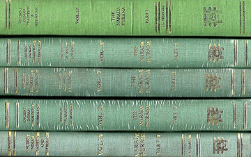 Narada Purana set of 5 books with green spines and gold title text