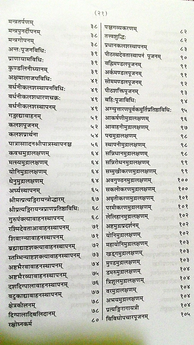 भिव्य-सूची शीर्षक पृष्ठ, संस्कृत श्लोकों की क्रमबद्ध पंक्तियाँ और पेज नंबर