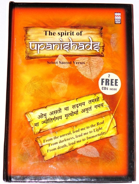 The Spirit of Upanishads book cover with “2 FREE CDs inside” badge