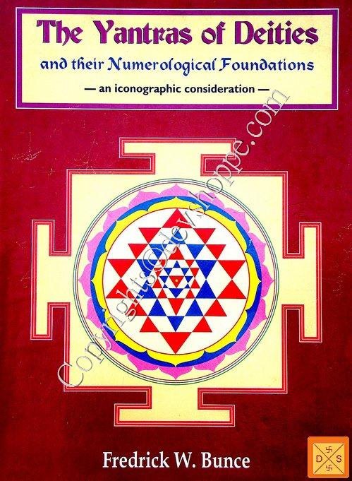 The Yantras of Deities book cover with numerology title and detailed geometric yantra diagram