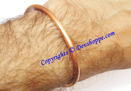 Solid pure copper kada bracelet, round bangle with smooth curved finish