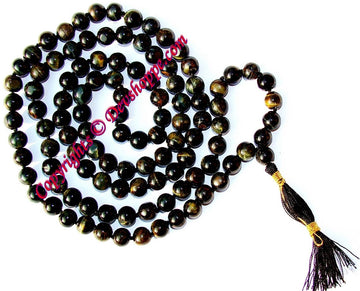 Black Tiger eye mala - Very Rare and Powerful - Devshoppe