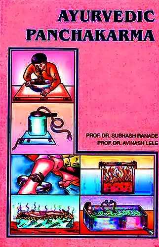 Ayurvedic Panchakarma poster with treatment illustrations and title text