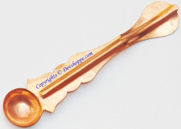 Copper Pali for Panchpatra: long-handled copper spoon with round bowl
