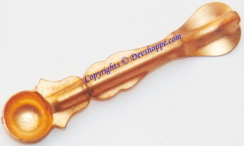 Small copper pali for Panchpatra, single-bowl ladle with long handle