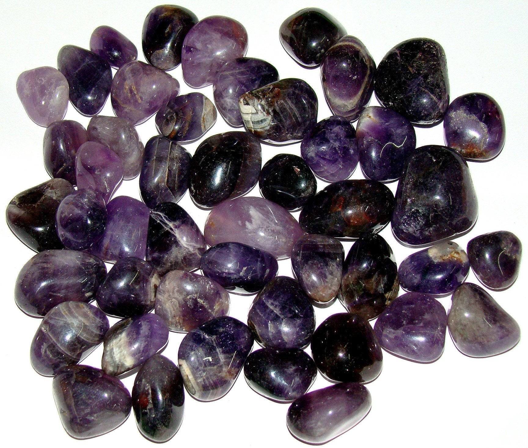 Pietre a ciottolo di ametista naturale, viola e scure, 500 g