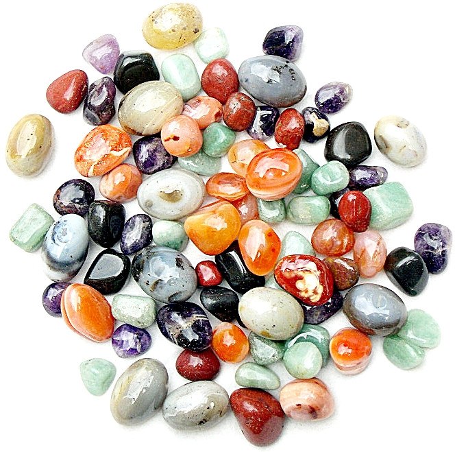 Multicolour quartz pebbles, small polished stones assortment from 10 kg pack