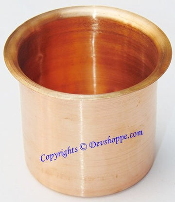 Copper panchapatra (medium) bowl cup with polished interior and rim