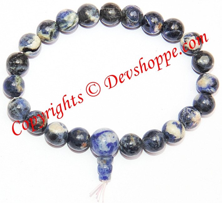 Healing Reiki blue sodalite gemstone power bracelet with round bead design