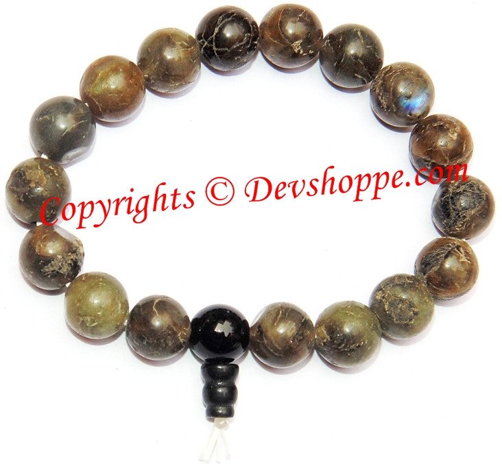Labradorite power bracelet with round beads and black spacer beads