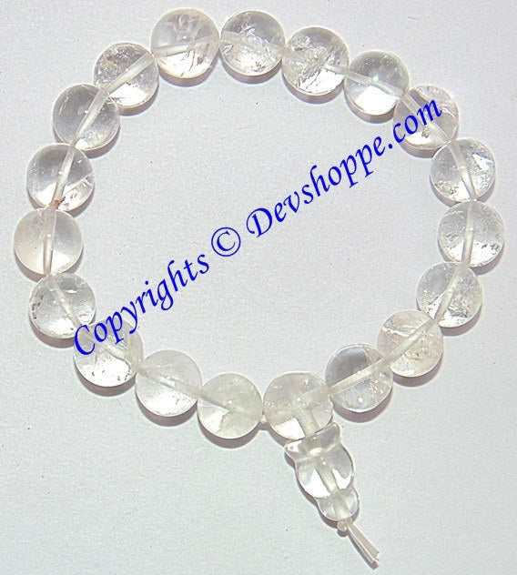 Sphatik quartz crystal power bracelet with clear round beads and dangling charm