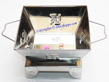 5-inch stainless steel havan kund, open rectangular bowl with lid latch