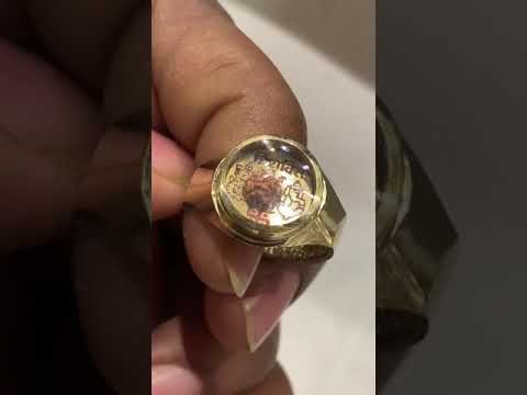 Brass Lakshmi Ganesha ring with Rudraksha inside