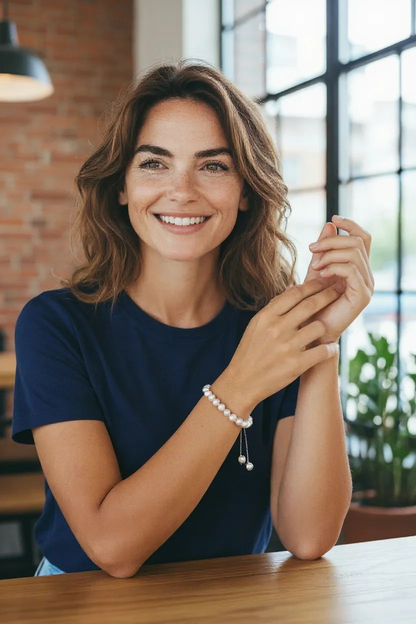 Beautiful Pearl beads bracelet in adjustable thread