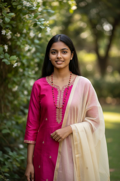 Red Chirmi mala in pure silver wire