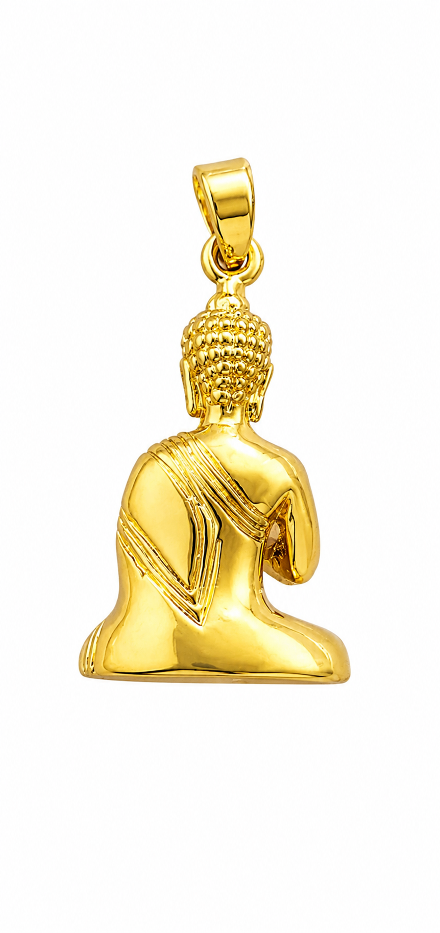 Gold Polished Buddha Pendant for Men & Women | Premium Gold Finish Meditating Buddha Necklace Charm | Spiritual Jewelry | Symbol of Peace & Wisdom