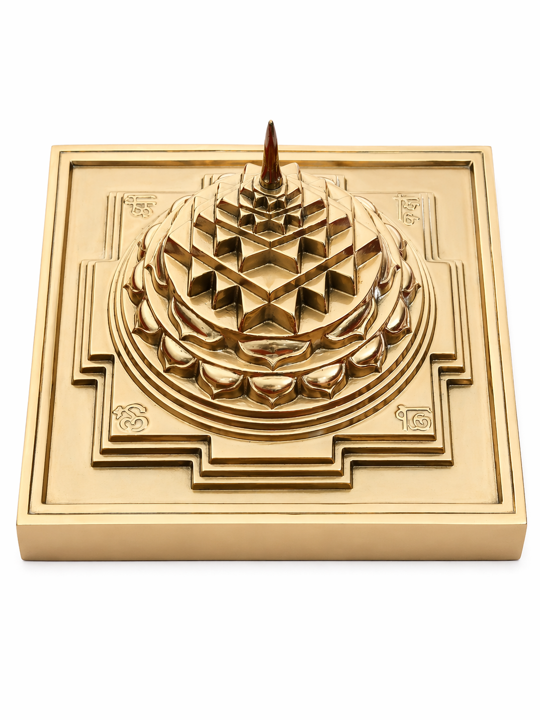 Brass 3D Shree Yantra Maha Meru Hollow Single Piece No Joints