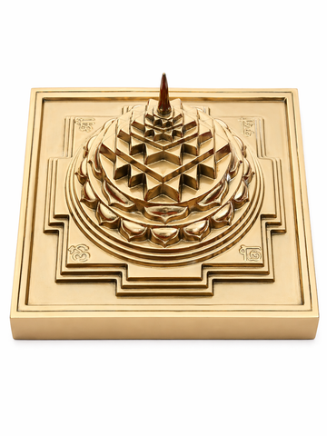 Brass 3D Shree Yantra Maha Meru Hollow Single Piece No Joints