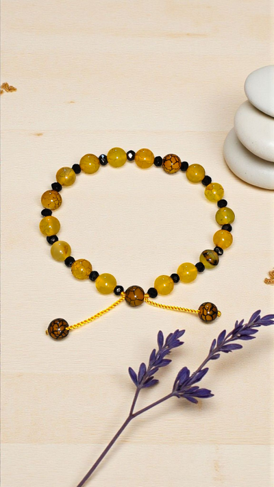 Yellow Dragon vein agate adjustable bracelet premium quality