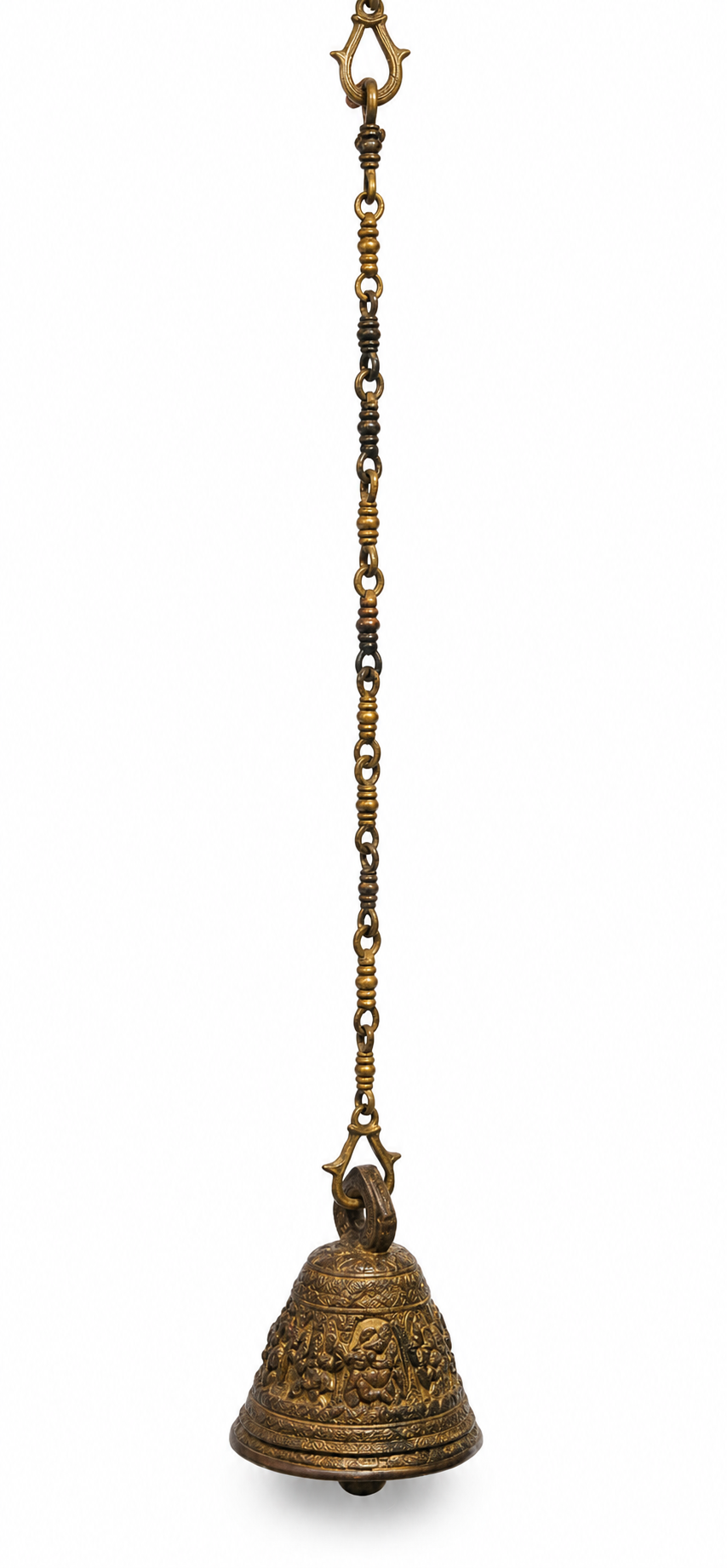 Antique Finish Brass Ganesha Hanging Temple Bell with Chain